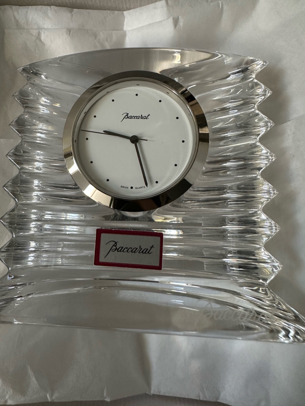 Baccarat Crystal Lalande Desk Clock/Paperweight